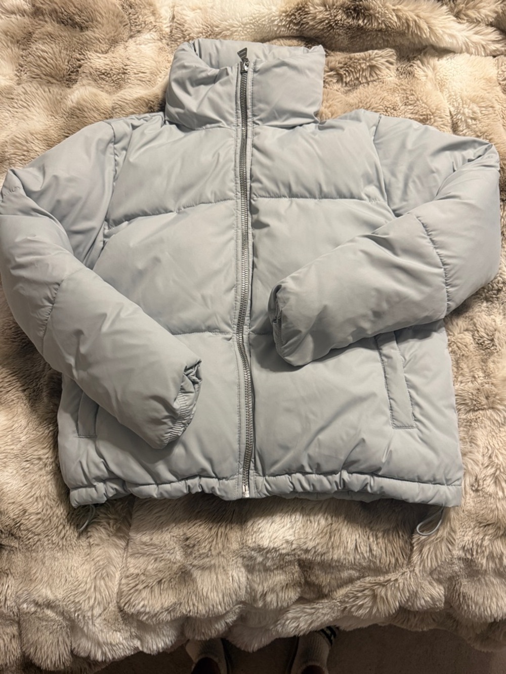 Express - Light Gray Puffer Jacket - Small